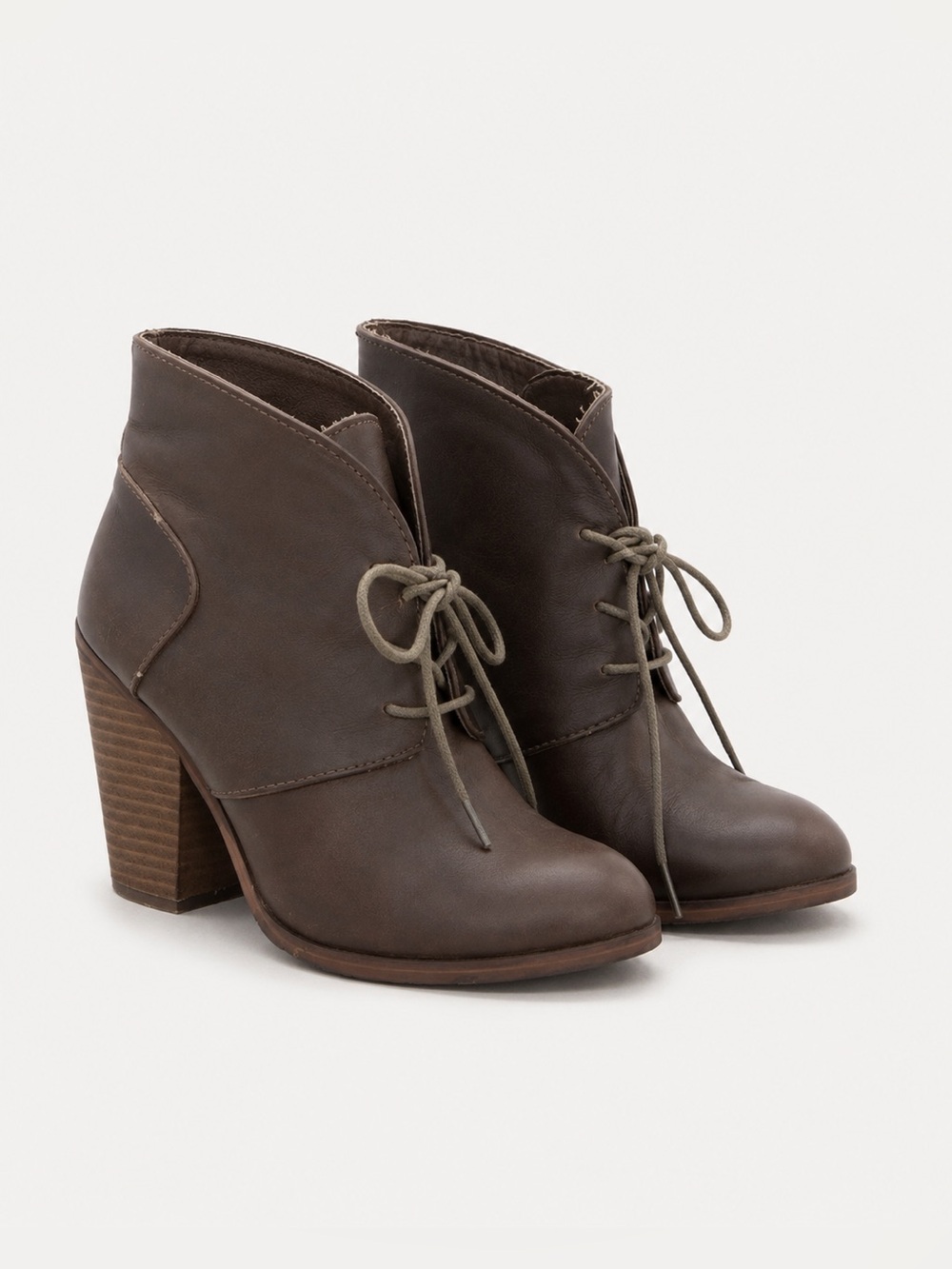Anva Western Lace Up Ankle Boots Block Heel Brown Size 52 Casual